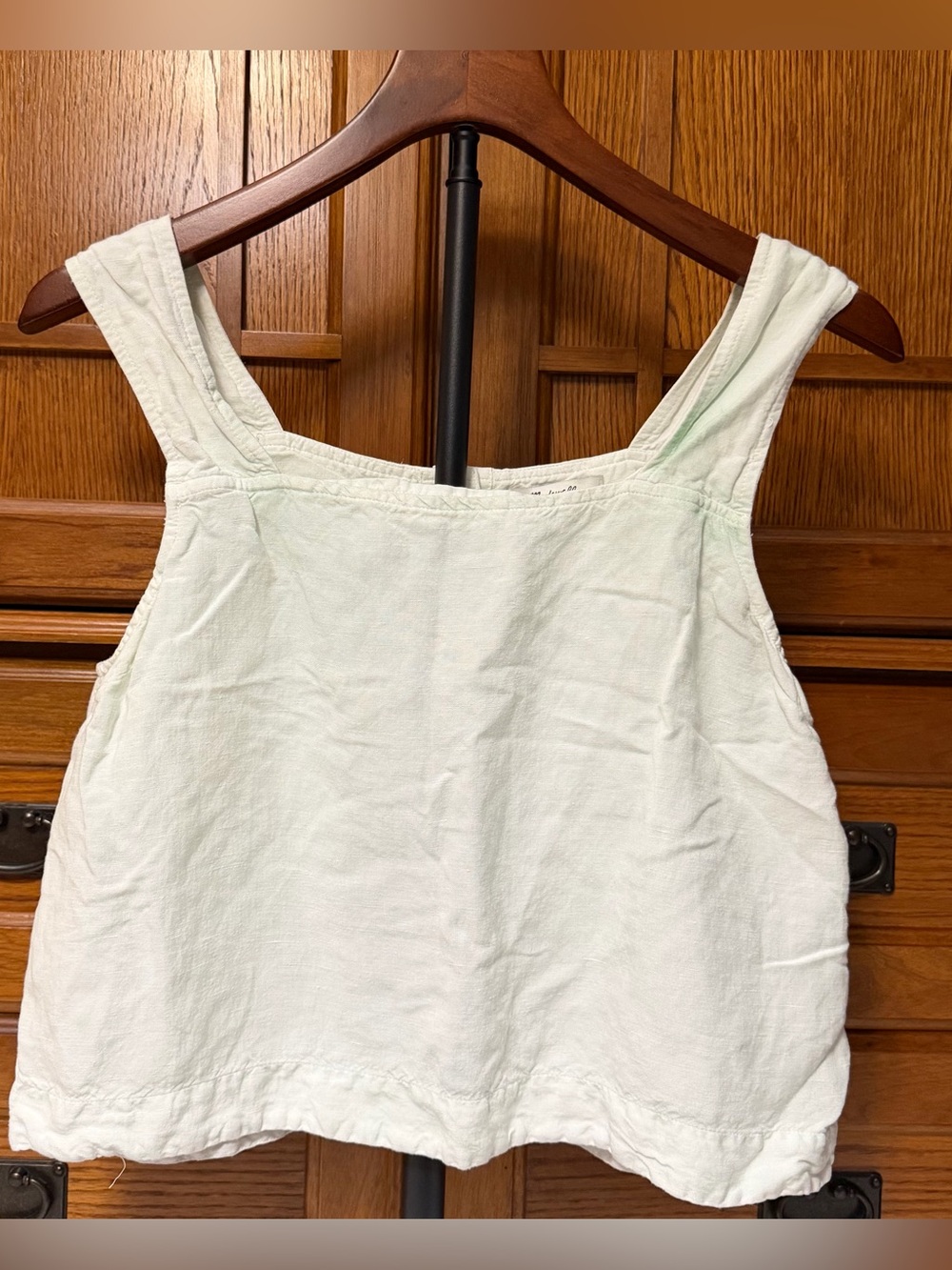 Madewell Sunside Button Back Linen Crop Top Earth Dyed Edition Mint Botanical